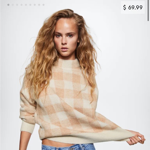Mango Perkins Collar Check Sweater - size medium - Picture 1 of 3